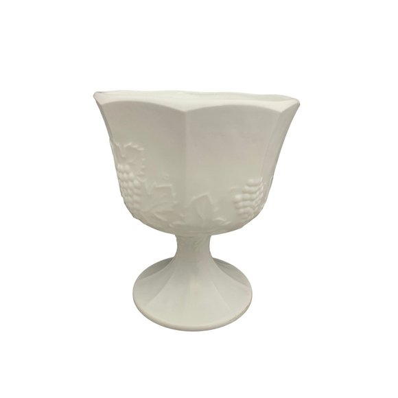 Colony Harvest Milk Glass Planter / Compote 6.5" Tall - Picture 1 of 7